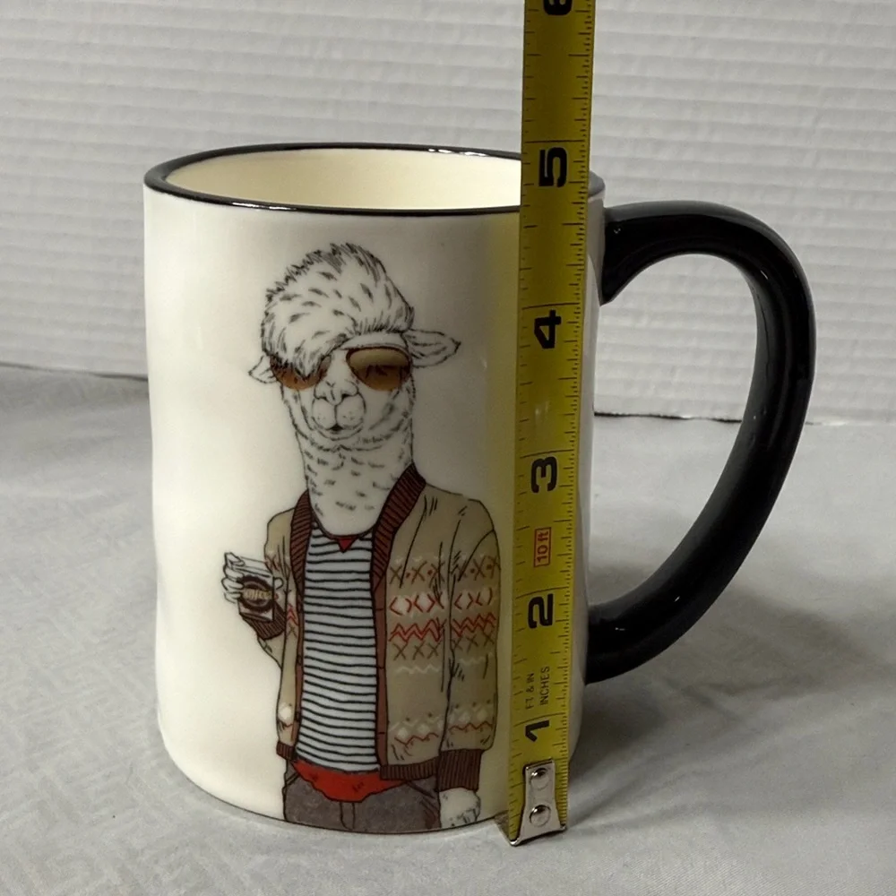 Signature Stylish Llama Mug Cup Oversized Cool Dad Grandpa Sweater Black Handle